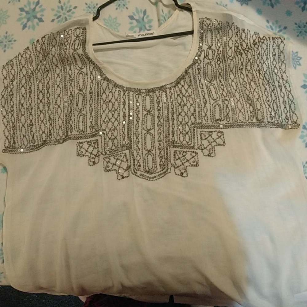 Maurice's size 2 sheer beaded top